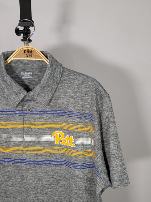 CAPTIVATING STRIPED POLO WITH PITT LOGO | GREY