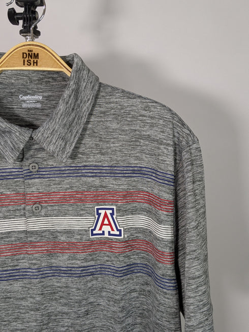 CAPTIVATING STRIPED POLO WITH A LOGO | GREY