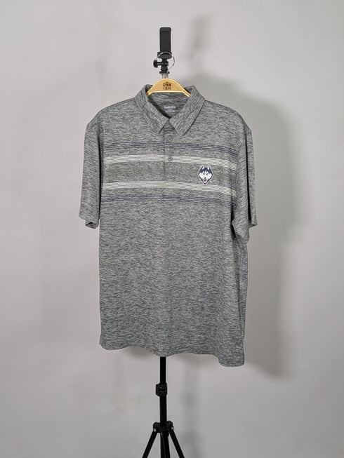 CAPTIVATING STRIPED POLO WITH DOG LOGO | GREY