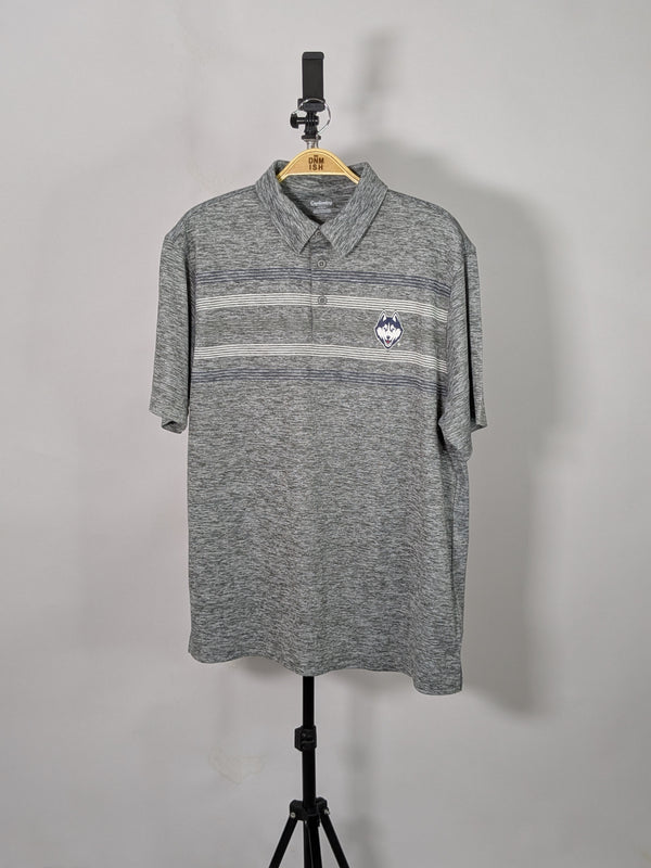 CAPTIVATING STRIPED POLO WITH DOG LOGO | GREY