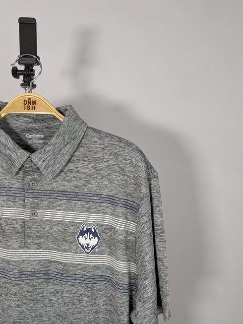 CAPTIVATING STRIPED POLO WITH DOG LOGO | GREY