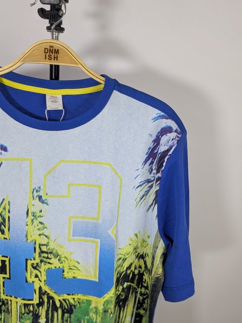 S.OLIVER PREMIUM FRONT PRINT T-SHIRT | ROYAL BLUE