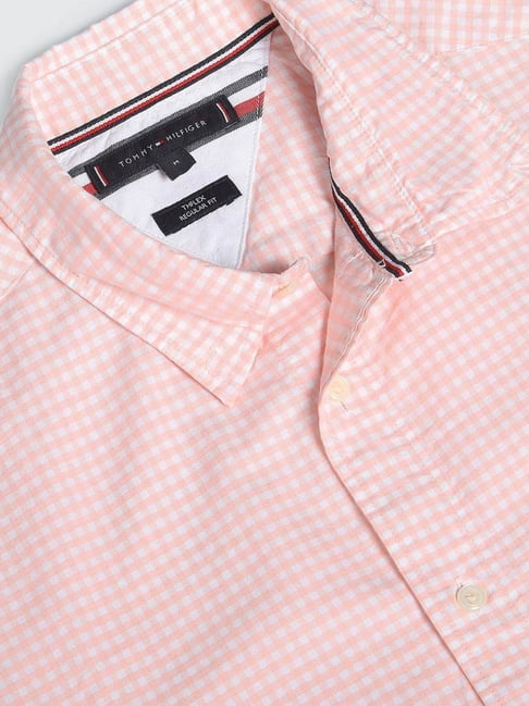 TOMMY HILFIGER - STRETCH SLIM FIT - SHIRT | WHITE / LIGHT PINK