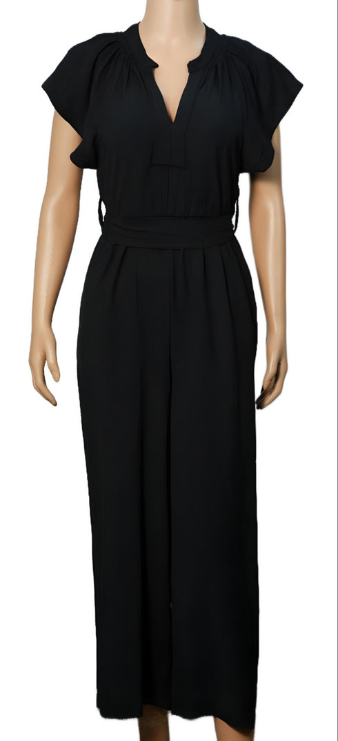 CALVIN KLEIN WOMENS SLEEVELESS WRAP JUMPSUIT | BLACK
