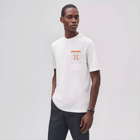 HERMES PARIS T-SHIRT - EMBROIDERED ELEGANCE | WHITE