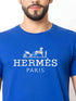 PREMIUM HERMES PARIS T-SHIRT WITH EMBROIDERY LOGO | BLUE