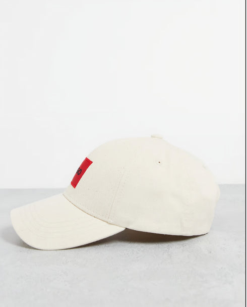HUGO BOSS COTTON-TWILL CAP WITH RED LOGO LABEL | LIGHT BEIGE