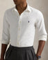 Polo Ralph Lauren garment-dyed Oxford shirt in white – classic and stylish men’s wear.