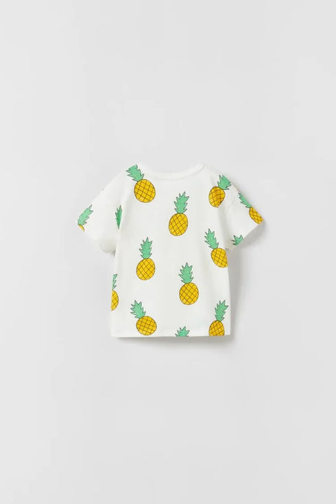 Zara Printed T-Shirt in Oyster White – Premium cotton tee for boys & girls. Trendy, comfortable, and perfect for everyday wear. Shop kids' t-shirts now!