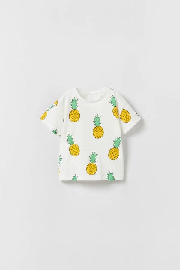 Zara Printed T-Shirt in Oyster White – Premium cotton tee for boys & girls. Trendy, comfortable, and perfect for everyday wear. Shop kids' t-shirts now!