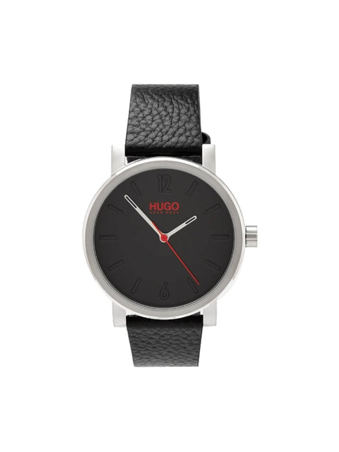 HUGO BOSS black leather strap watch for men