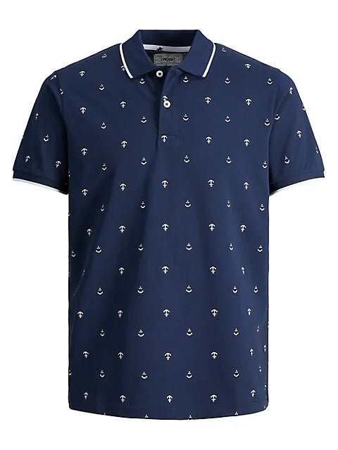 Produkt Chris Navy Anchor-Print Polo Shirt – Casual & Stylish