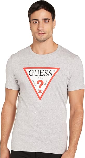 GUESS MENS CN SS ORIGINAL LOGO T-SHIRT | GREY
