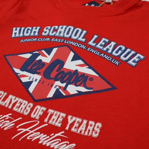 Lee Cooper Boys' Red T-Shirt – Soft cotton tee for kids. Stylish, comfortable, and perfect for everyday wear. Shop premium Lee Cooper t-shirts now!