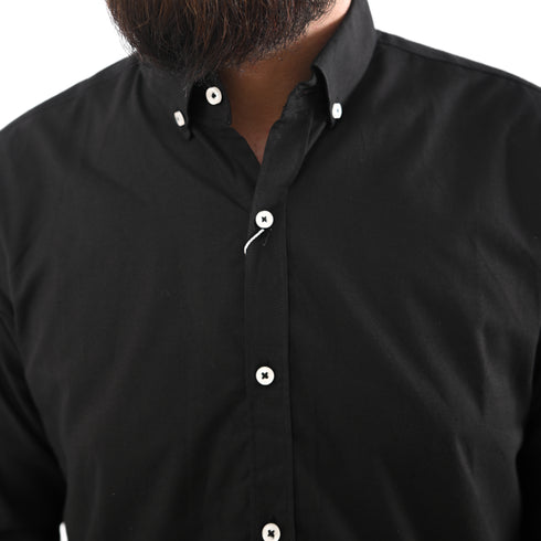 ZARA-MENS PREMIUM-SLIM FIT-CASUAL-COTTON-SHIRT | BLACK