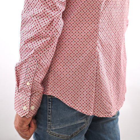 GUESS-LOS ANGELES-PRINTED-SLIM FIT-CASUAL SHIRT | LIGHT PINK