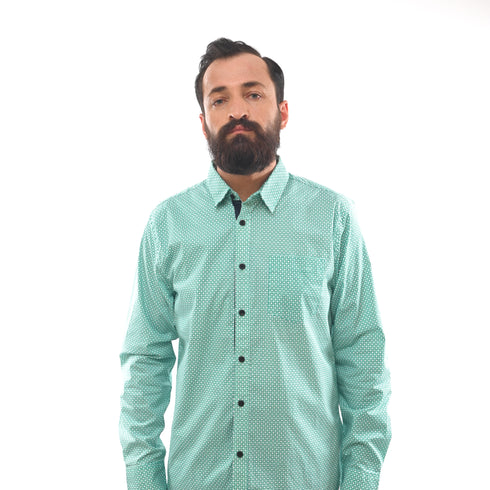 GUESS-LOS ANGELES-PRINTED-SLIM FIT-CASUAL SHIRT | GREEN