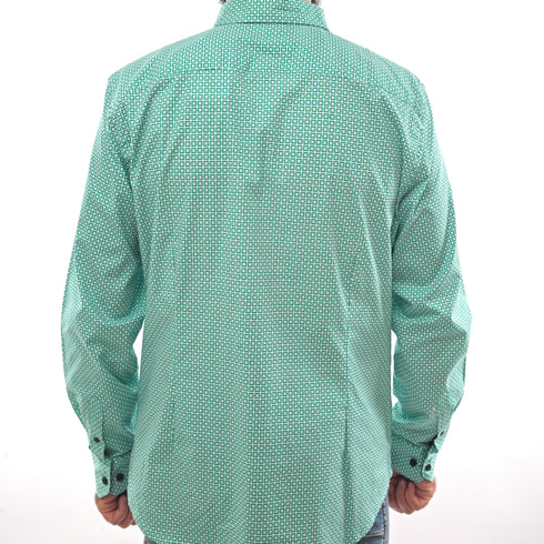 GUESS-LOS ANGELES-PRINTED-SLIM FIT-CASUAL SHIRT | GREEN