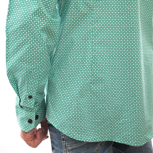 GUESS-LOS ANGELES-PRINTED-SLIM FIT-CASUAL SHIRT | GREEN