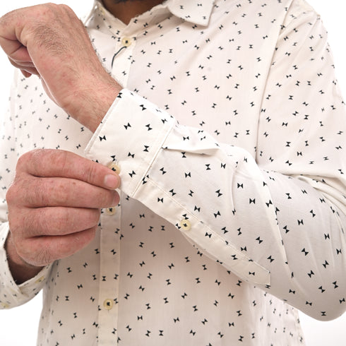 NEXT SAND CLOCK PRINT-SLIM FIT-CASUAL SHIRT | WHITE