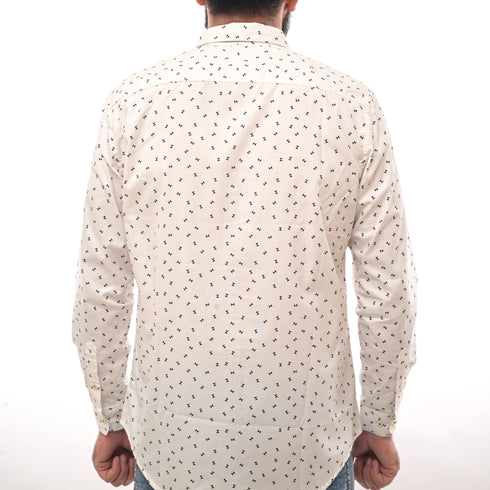 NEXT SAND CLOCK PRINT-SLIM FIT-CASUAL SHIRT | WHITE