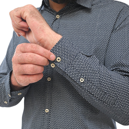 NEXT CLASSIC DOTTED PRINT-SLIM FIT-CASUAL SHIRT | DK BLUE
