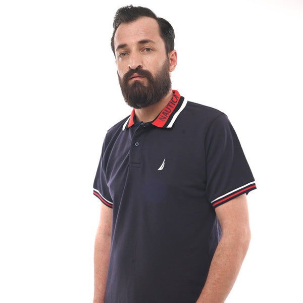 NAUTICA MENS-SHORT SLEEVE COTTON POLO | DARK BLUE