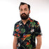 JACK & JONES. TROPICAL PRINT SHORT SLEEVE POLO SHIRT | BLACK
