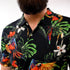 JACK & JONES. TROPICAL PRINT SHORT SLEEVE POLO SHIRT | BLACK