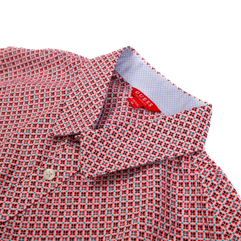 GUESS-LOS ANGELES-PRINTED-SLIM FIT-CASUAL SHIRT | LIGHT PINK