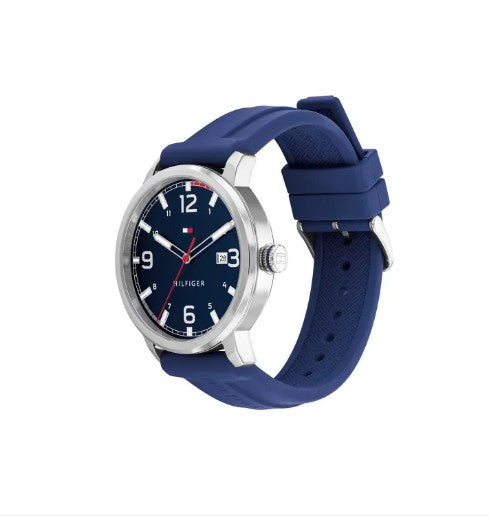 TOMMY HILFIGER MEN'S BLUE DIAL BLUE SILICONE WATCH