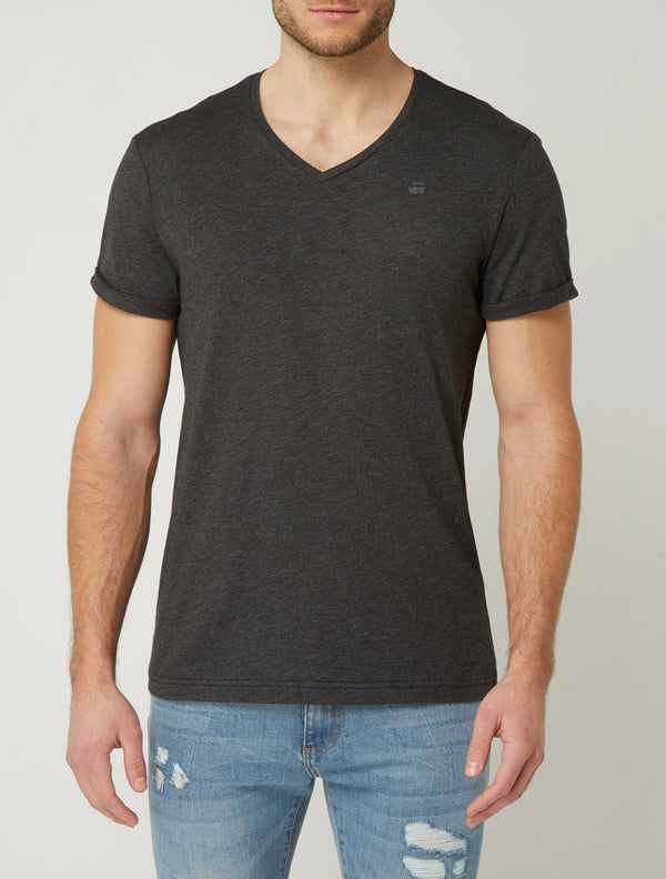 G-STAR RAW T-SHIRT V-NECK NECK-GREY | CHARCOAL GREY