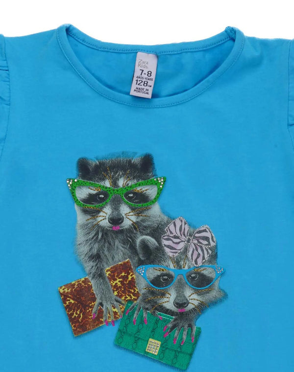 Zara Baby Girls Printed Cotton T-Shirt in Blue – Soft, breathable cotton tee for little girls. Stylish & comfortable for everyday wear. Shop baby t-shirts now!