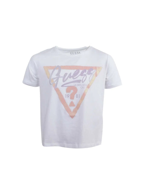 Guess Kids White T-Shirt with Graphic Logo – Soft cotton short-sleeve tee for boys & girls. Trendy, comfortable, and perfect for everyday wear. Shop now!