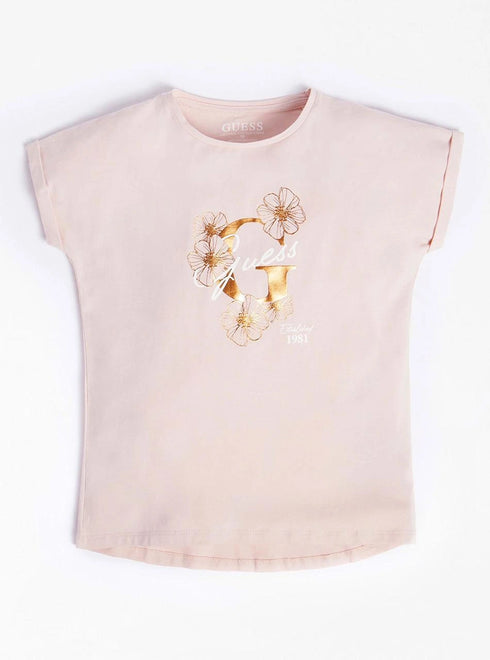 Guess Kids Short Sleeve T-Shirt in Pink – Soft cotton tee for boys & girls. Trendy, comfortable, and perfect for everyday wear. Shop kids' t-shirts now!