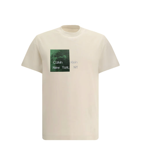 CALVIN KLEIN JEANS VARSITY LOGO T-SHIRT | CREAM