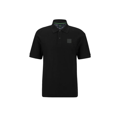 HUGO BOSS REGULAR-FIT POLO SHIRT WITH EMBROIDERED LOGO | BLACK