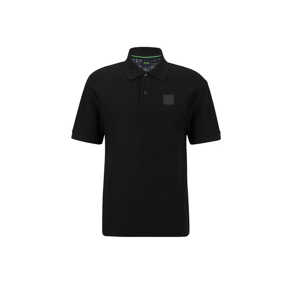 HUGO BOSS REGULAR-FIT POLO SHIRT WITH EMBROIDERED LOGO | BLACK