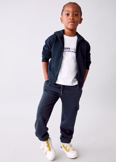 MANGO KIDS ZIP-UP SWEATSHIRT | NAVY BLUE