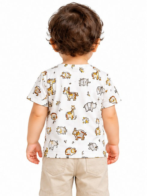 PRIMARK KIDS ANIMAL PRINT T-SHIRT | WHITE