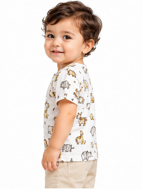 PRIMARK KIDS ANIMAL PRINT T-SHIRT | WHITE