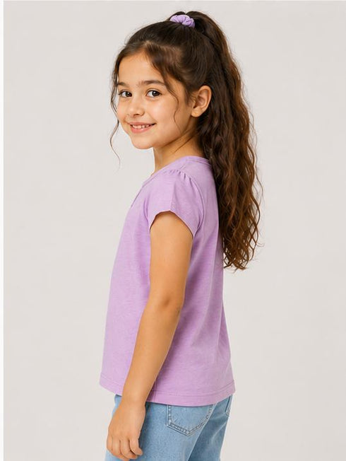 MOTHER CARE GIRLS PLEATED NECK SHORT SLEEVE T-SHIRT | LIGHT PURPLE