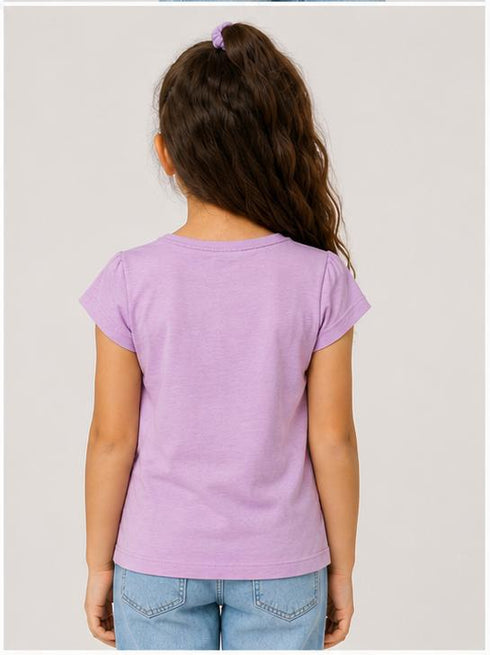 MOTHER CARE GIRLS PLEATED NECK SHORT SLEEVE T-SHIRT | LIGHT PURPLE