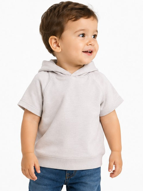 ZARA BABY SHORT SLEEVE HOODED SWEATSHIRT | LIGHT BEIGE