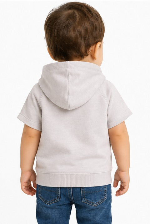 ZARA BABY SHORT SLEEVE HOODED SWEATSHIRT | LIGHT BEIGE