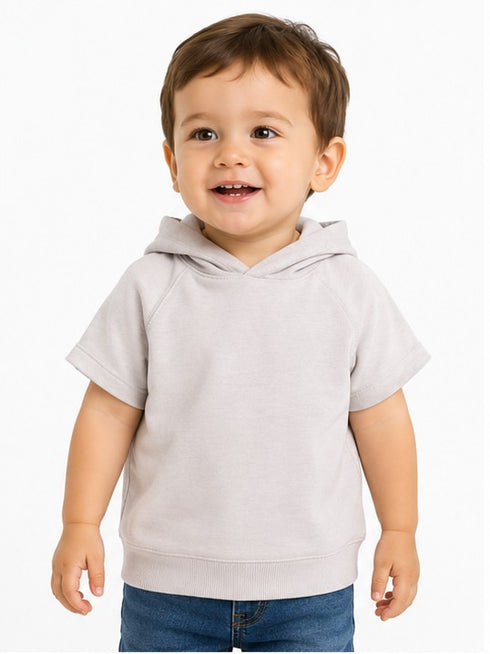 ZARA BABY SHORT SLEEVE HOODED SWEATSHIRT | LIGHT BEIGE