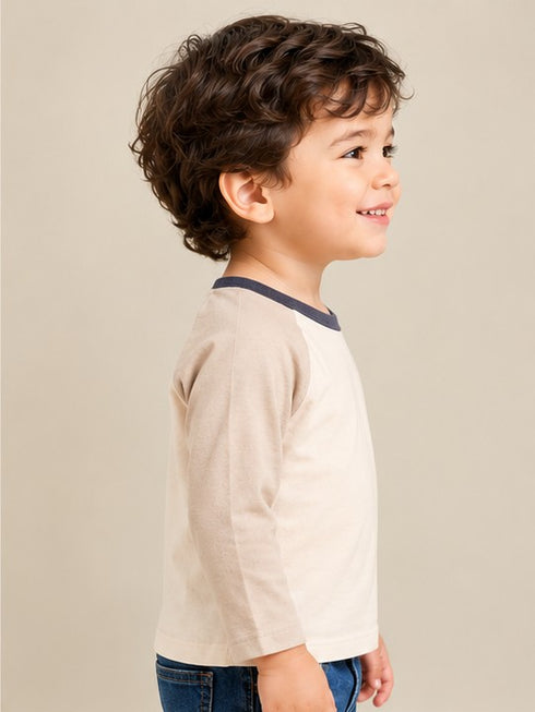 ZARA KIDS RAGLAN LONG-SLEEVE T-SHIRT | CREAM & CHARCOAL