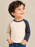 ZARA KIDS RAGLAN LONG-SLEEVE T-SHIRT | CREAM & CHARCOAL