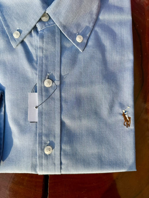 POLO RALPH LAUREN SLIM FIT OXFORD SHIRT | SKY BLUE STRIPE