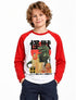 TEX PREMIUM BOYS GRAPHIC LONG SLEEVE T-SHIRT |WHITE \ ORANGE